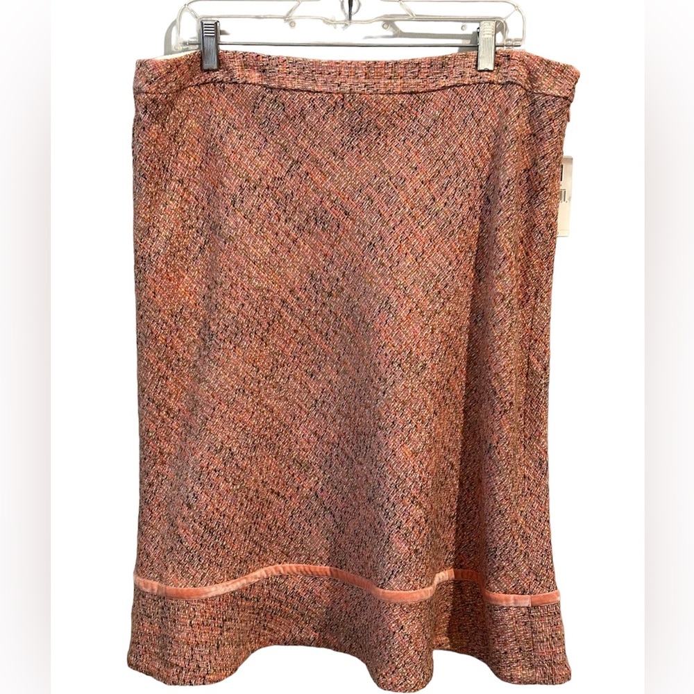 GAP Blush Pink Tweed Wool-Blend Flared Skirt w/ Ruffled Hem Size 16